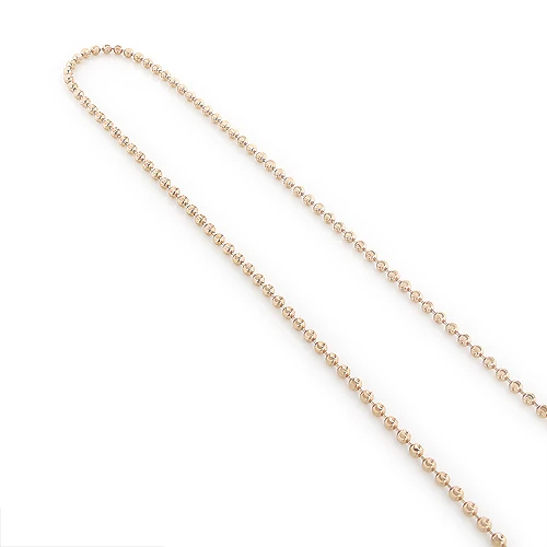 10K Rose Gold Moon Cut Bead Chain For Men 3mm 22-40in - Image 2