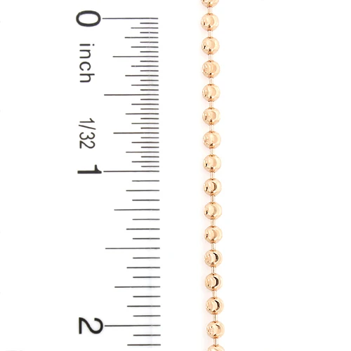 10K Rose Gold Moon Cut Bead Chain For Men 3mm 22-40in - Image 4
