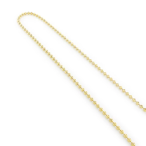 10K Yellow Gold Moon Cut Bead Chain 3mm; 22-40in - Image 2