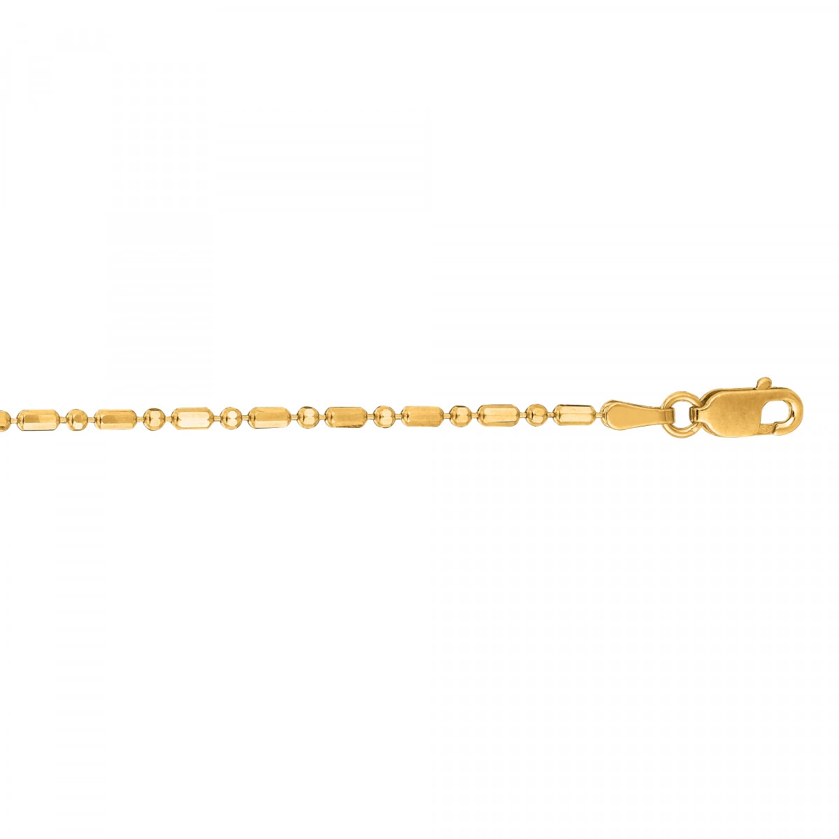 14K White Gold Bead Dog Tag Chain For Men & Women Diamond Cut 1.5mm Wide - Image 2