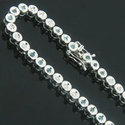 14K White Gold Fancy Color Blue Diamond Necklace Chain 8.82ct
