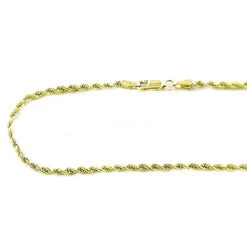 Solid 14K Yellow Gold Diamond Cut Rope Chain 2.5mm, 18in - 40in