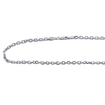 14K White Gold Cable Chain 20in-40in Long 3mm Wide