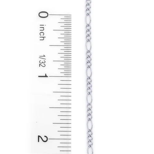 14K White Gold Figaro Chain For Men 2.5mm 22-24in - Image 3
