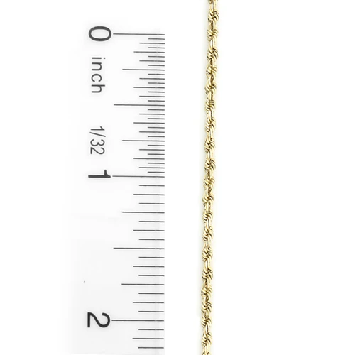14K Yellow Gold Rope Chain 2mm 22-30in - Image 3