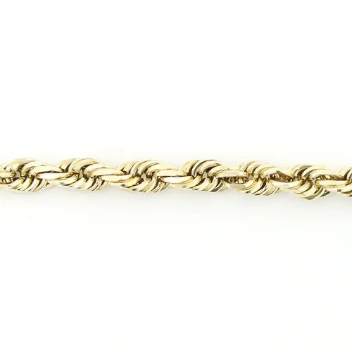 Men's Solid 14K Yellow Gold Rope Chain By Luxurman 5mm 22-30in - Image 4