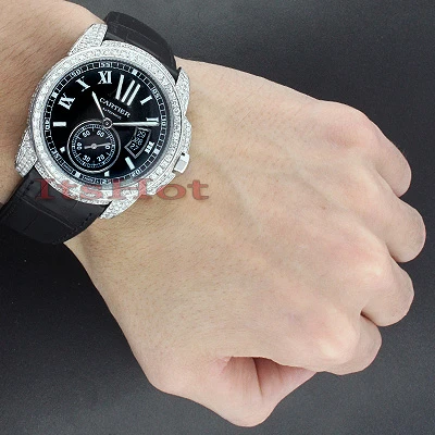 Custom Cartier De Calibre Men's Diamond Watch 9.25ct - Image 3