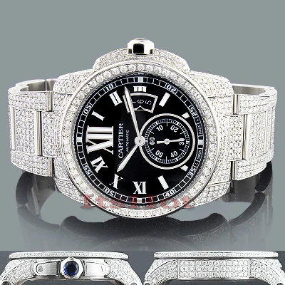 Diamond Cartier De Calibre Men's Watch 27ct Customized