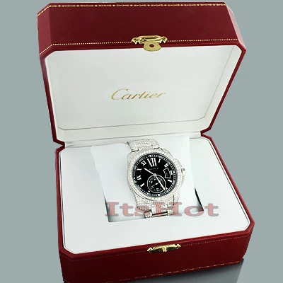 Diamond Cartier De Calibre Men's Watch 27ct Customized - Image 4