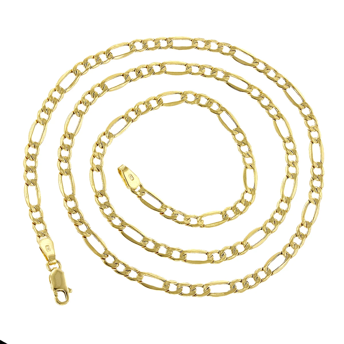 Hollow 10K Yellow Gold Figaro Chain For Men & Women 4.5mm Wide - Image 2