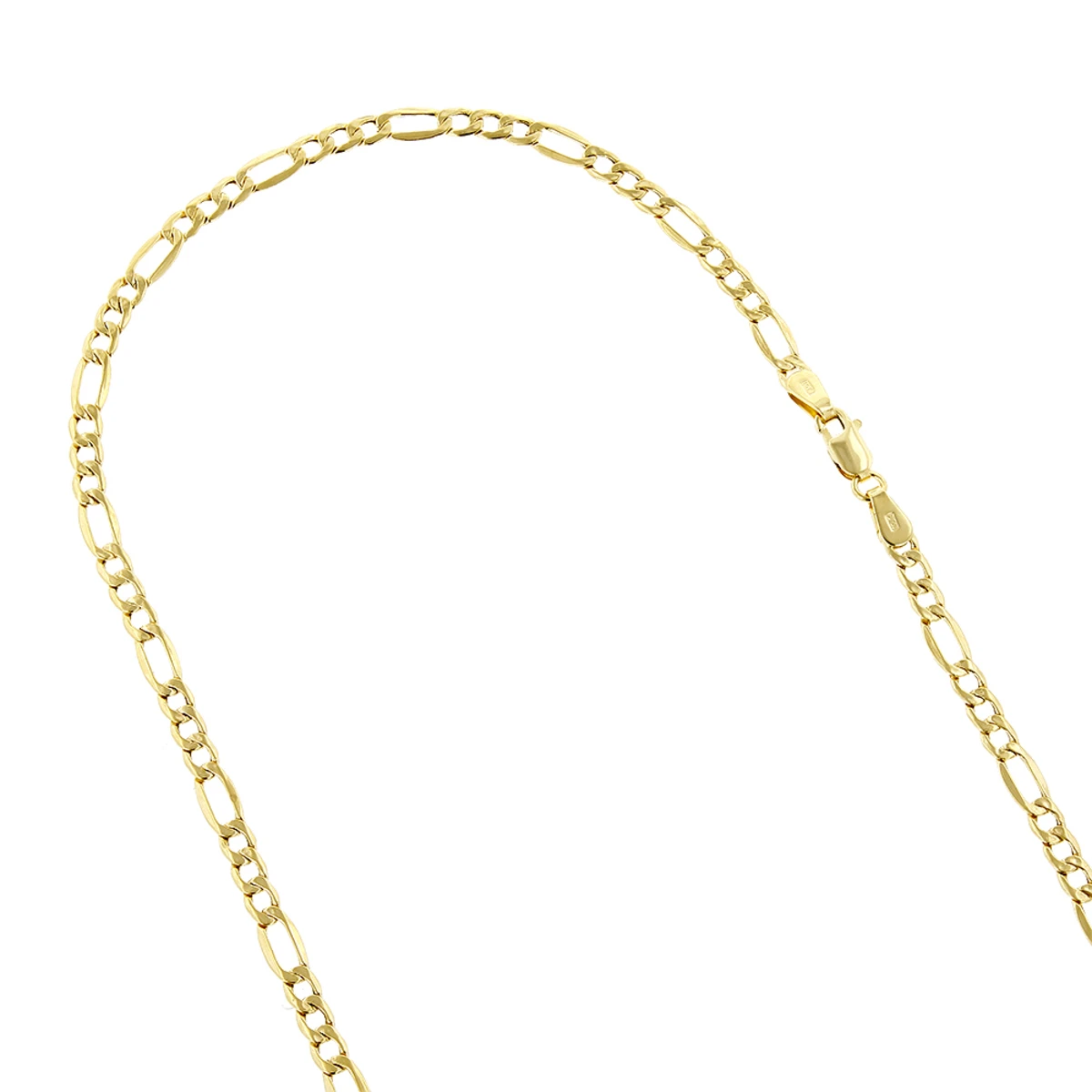 Hollow 10K Yellow Gold Figaro Chain For Men & Women 4.5mm Wide