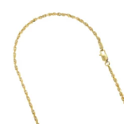 Hollow 10K Yellow Gold Rope Chain For Men & Women Sparkle 2.5mm Wide