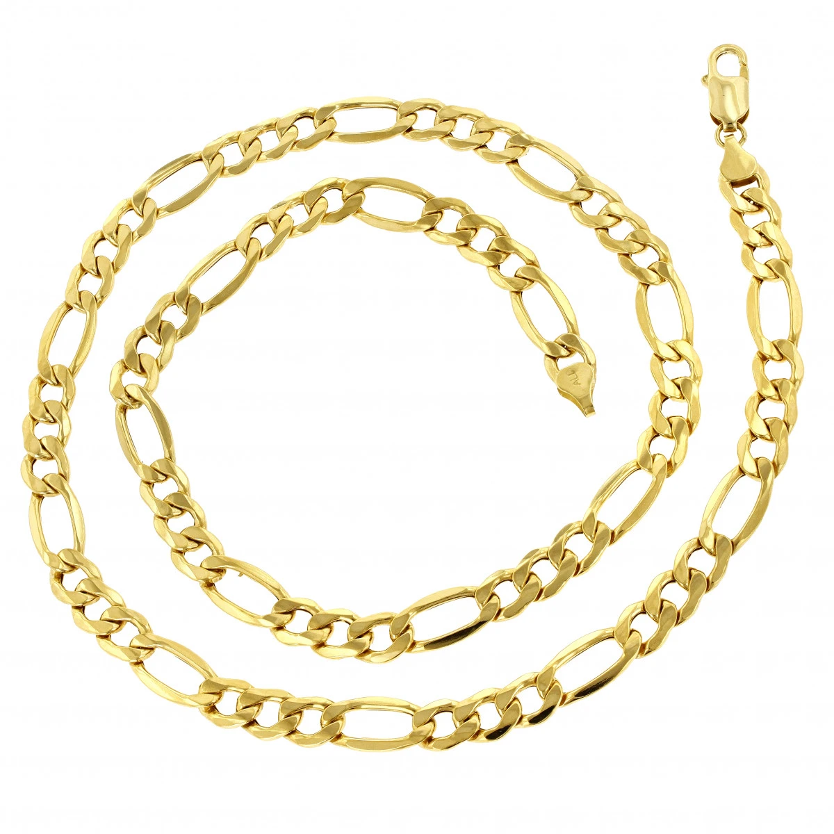 Hollow 14K Yellow Gold Figaro Chain For Men & Women 6.5mm Wide - Image 2