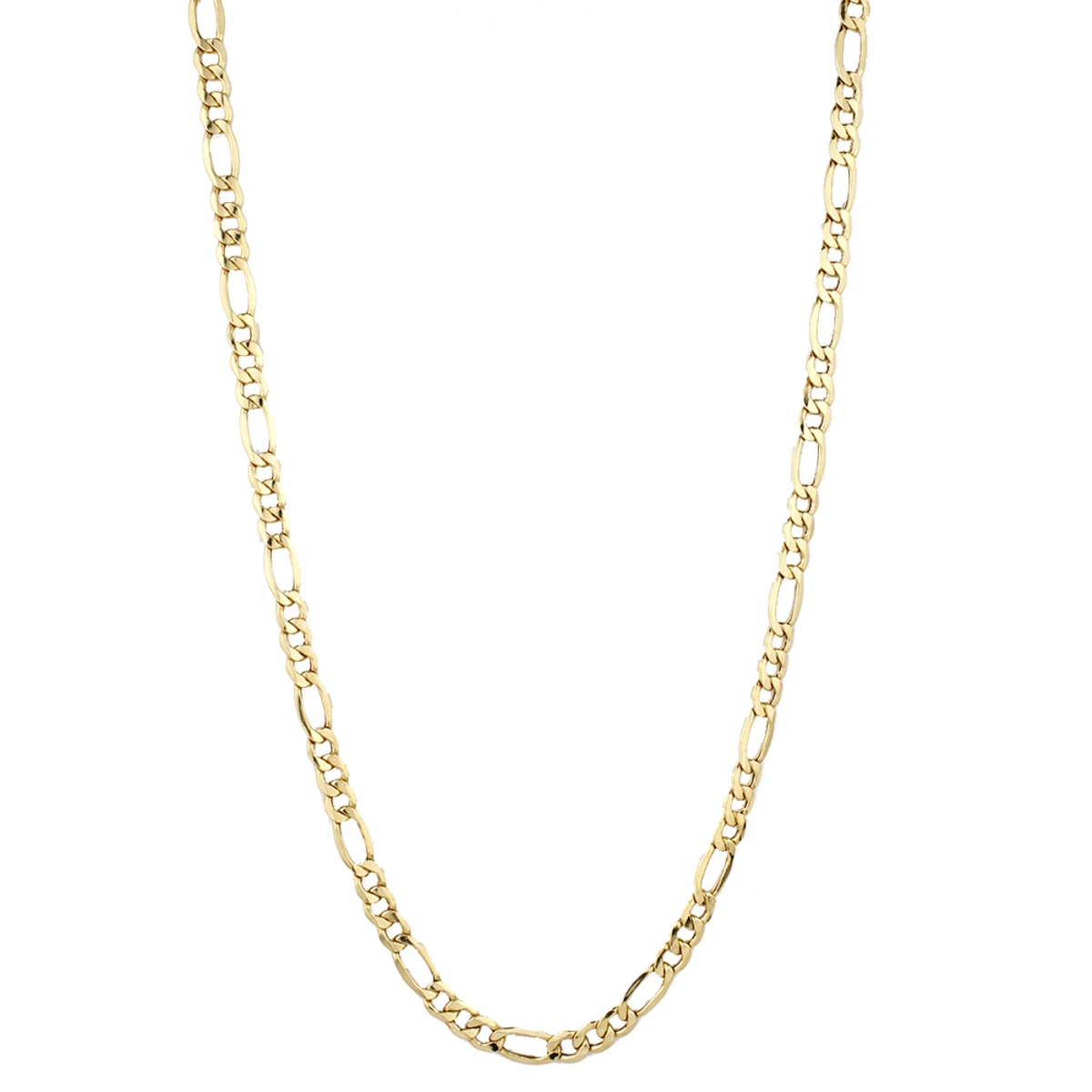 Hollow 14K Yellow Gold Figaro Chain For Men & Women 6.5mm Wide - Image 3
