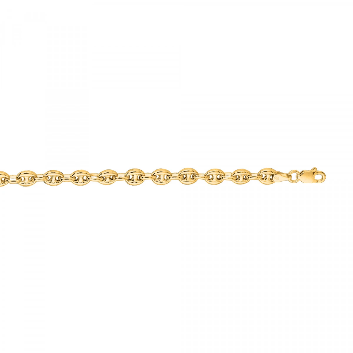 Hollow 14K Yellow Gold Gucci Chain For Men & Women Mariner Puffed 4.5mm Wide