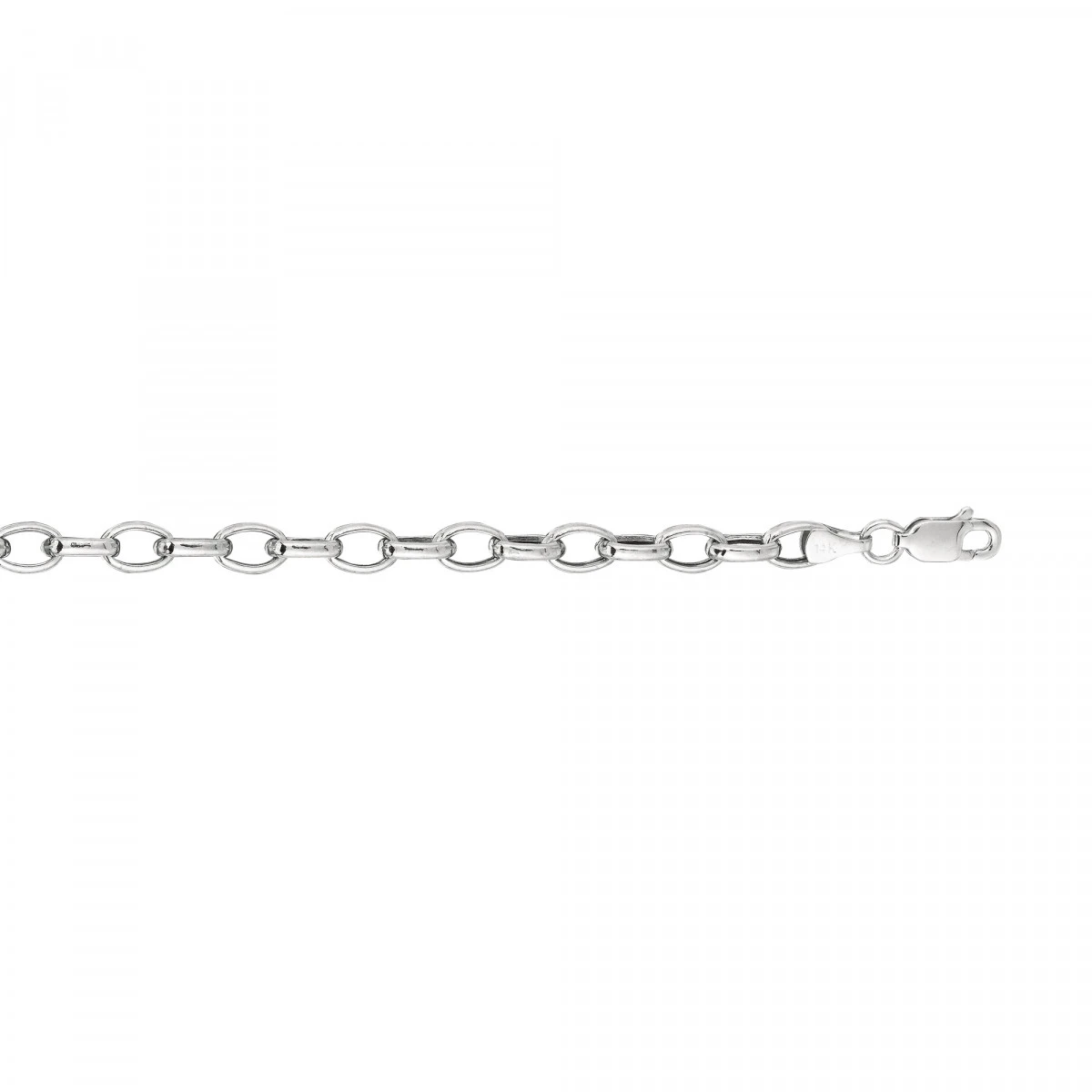 Hollow 14K White Gold Rolo Chain For Women Oval 4.5mm Wide