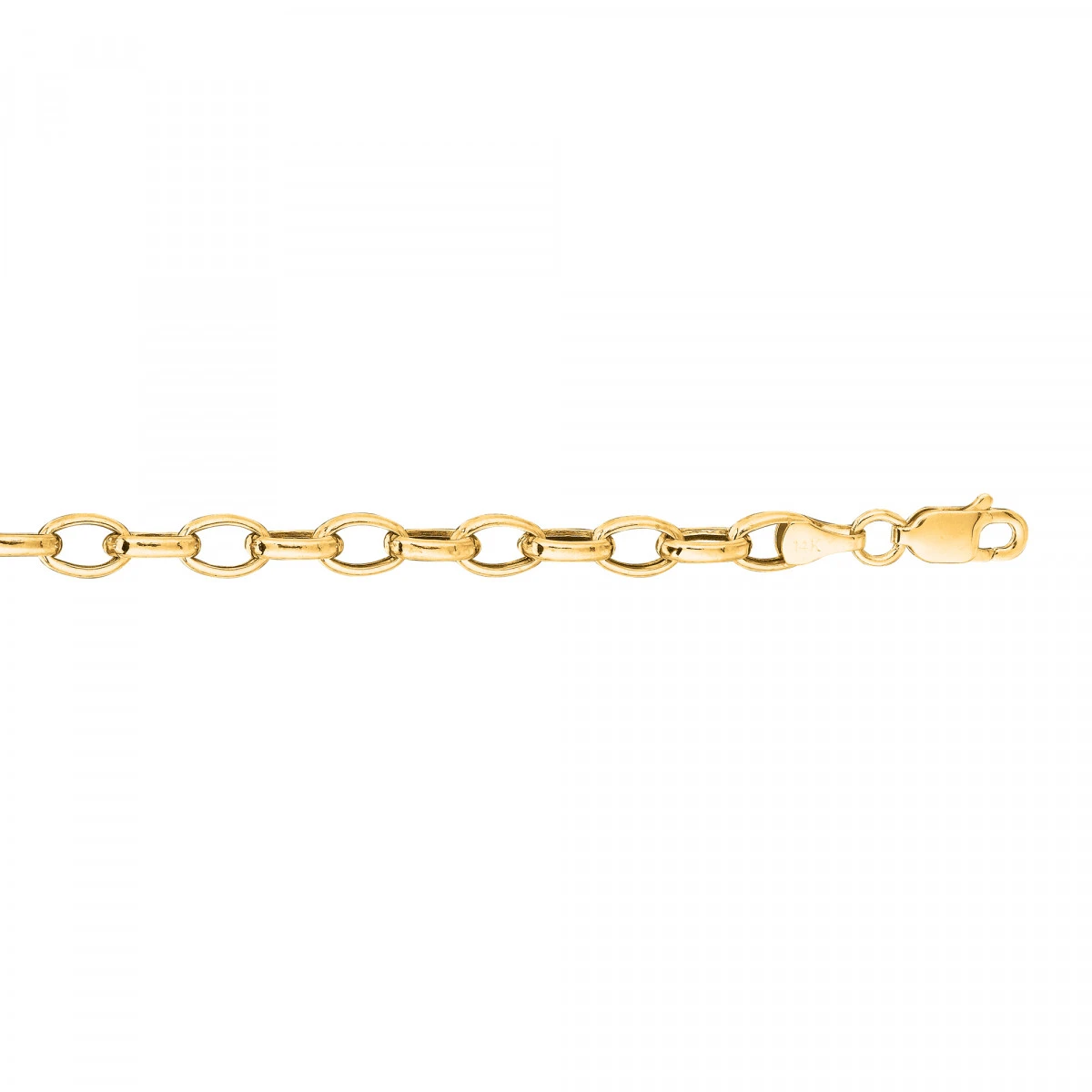 Hollow 14K White Gold Rolo Chain For Women Oval 4.5mm Wide - Image 2