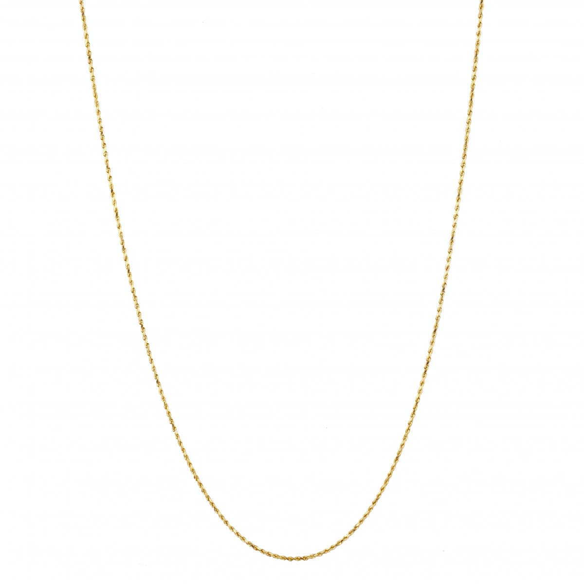 Hollow 14K Yellow Gold Rope Chain For Men & Women 1.5mm Wide - Image 6