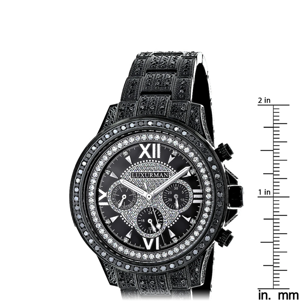 Iced Out Men's Black Diamond Luxurman Watch 3ct - Image 5