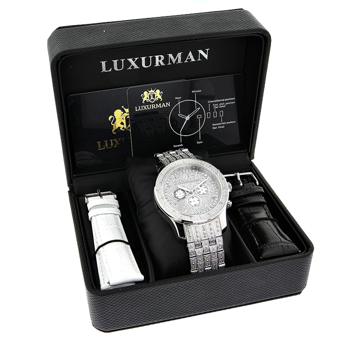 Iced Out Men's Diamond Watch By LUXURMAN 1 Carat - Image 3
