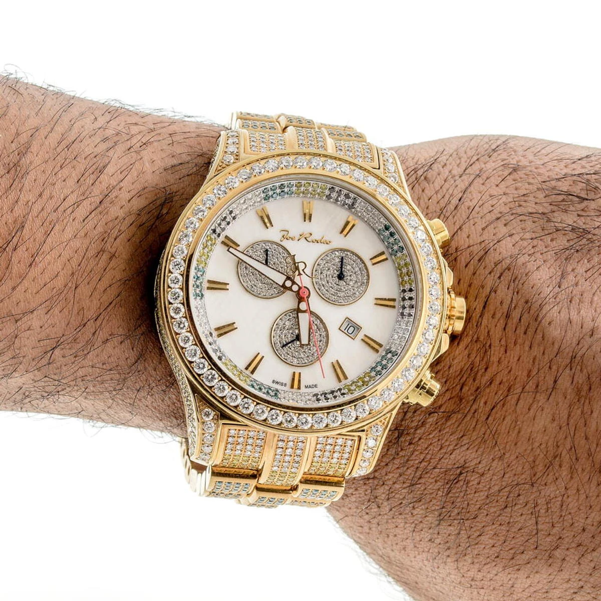 Iced Out Men's Joe Rodeo Watch 26.7ct Yellow - Image 6