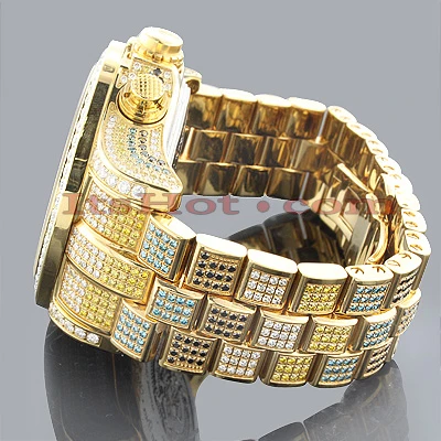 Iced Out Men's Joe Rodeo Watch 26.7ct Yellow - Image 3