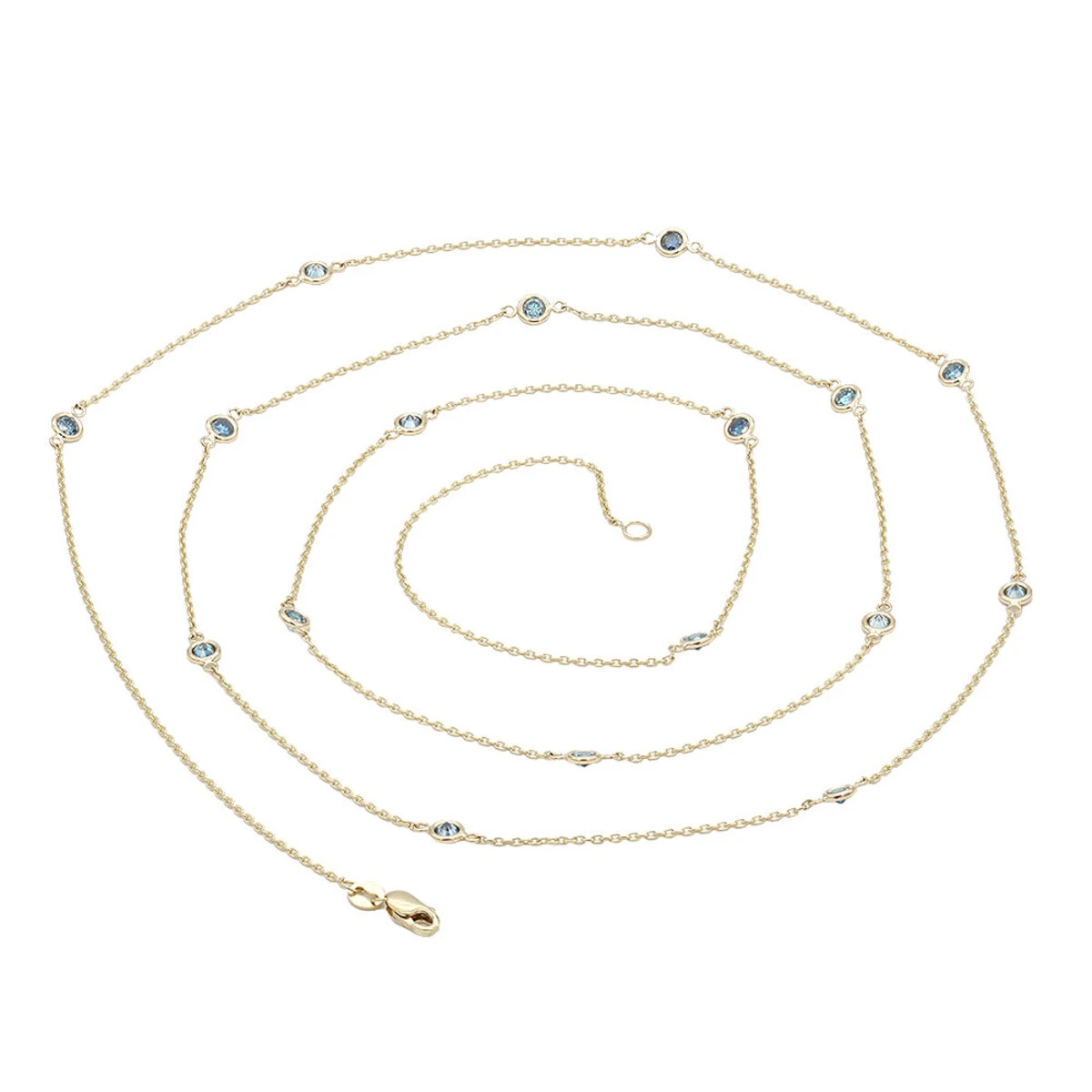 Unique 36inch Blue Diamonds By The Yard Women's Necklace 14K Yellow Gold Chain 1.4ct - Image 5