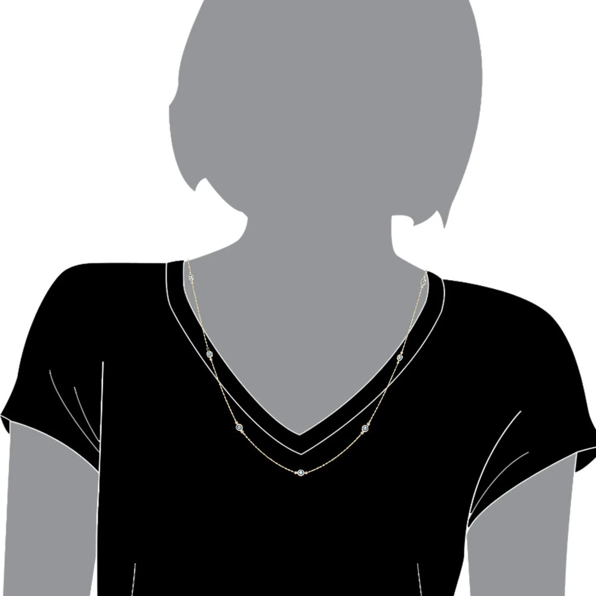 Unique 36inch Blue Diamonds By The Yard Women's Necklace 14K Yellow Gold Chain 1.4ct - Image 7