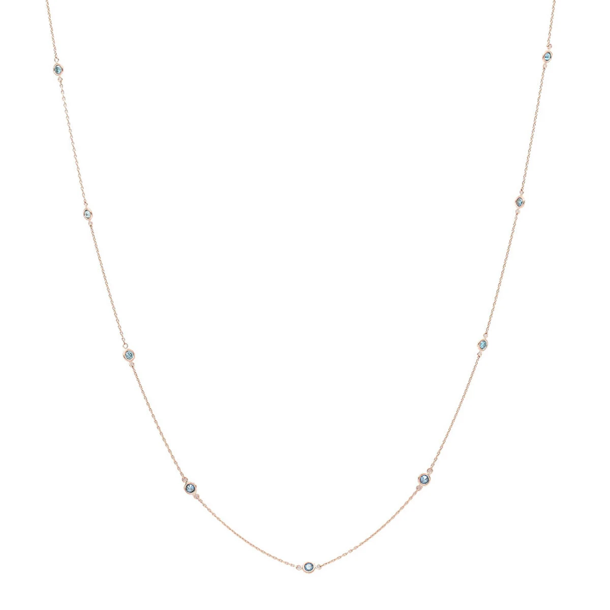 Unique 36inch Blue Diamonds By The Yard Women's Necklace 14K Yellow Gold Chain 1.4ct - Image 3