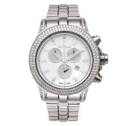 Stainless Steel Joe Rodeo Men's 7 Carat Diamond Master Pilot Watch