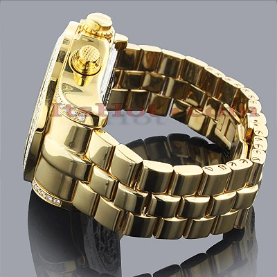 Joe Rodeo Yellow Gold Tone Men's Diamond Watch Master Pilot 7ct - Image 3