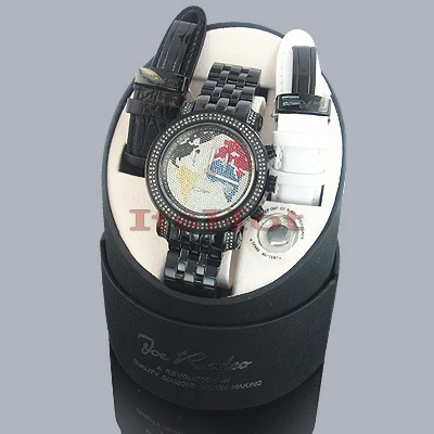 JoJo Joe Rodeo Watch - Tyler World Map, 2.00 Ctw. Black - Image 5