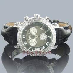 Ladies JoJo Floating Diamond Watch .75ct Rainbow Black