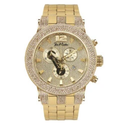 Joe Rodeo Broadway JRBR12 Oversized Men's Diamond Watch Yellow Goldtone 5ct
