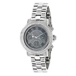 Luxurman Diamond Plated Platinum Watch 2ct