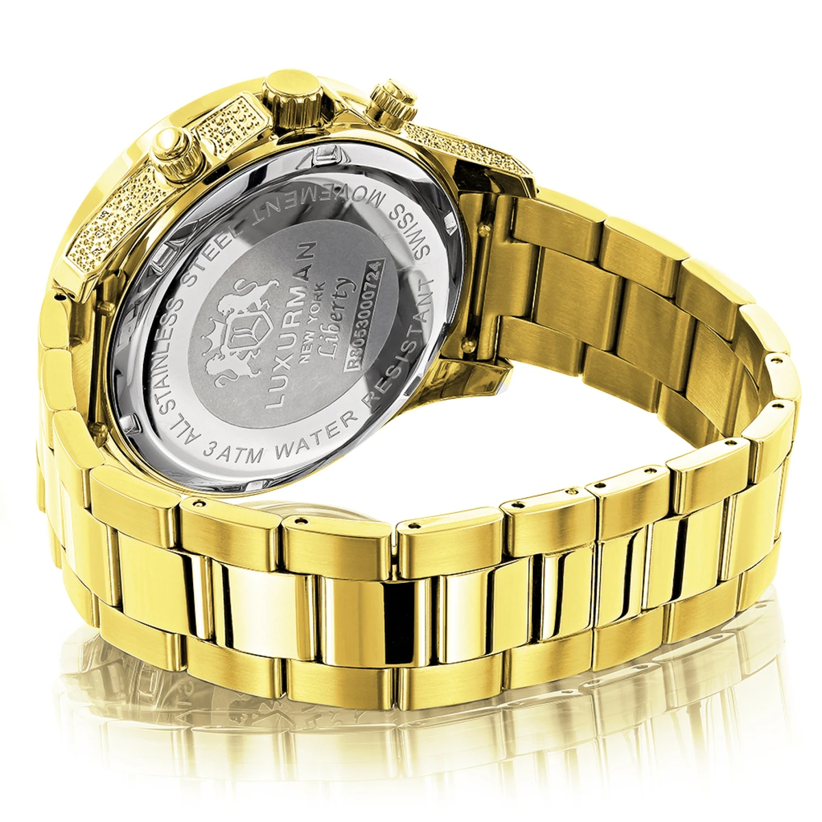 Luxurman Liberty Men's Diamond Watch 0.5ct Yellow Gold Plated - Image 2