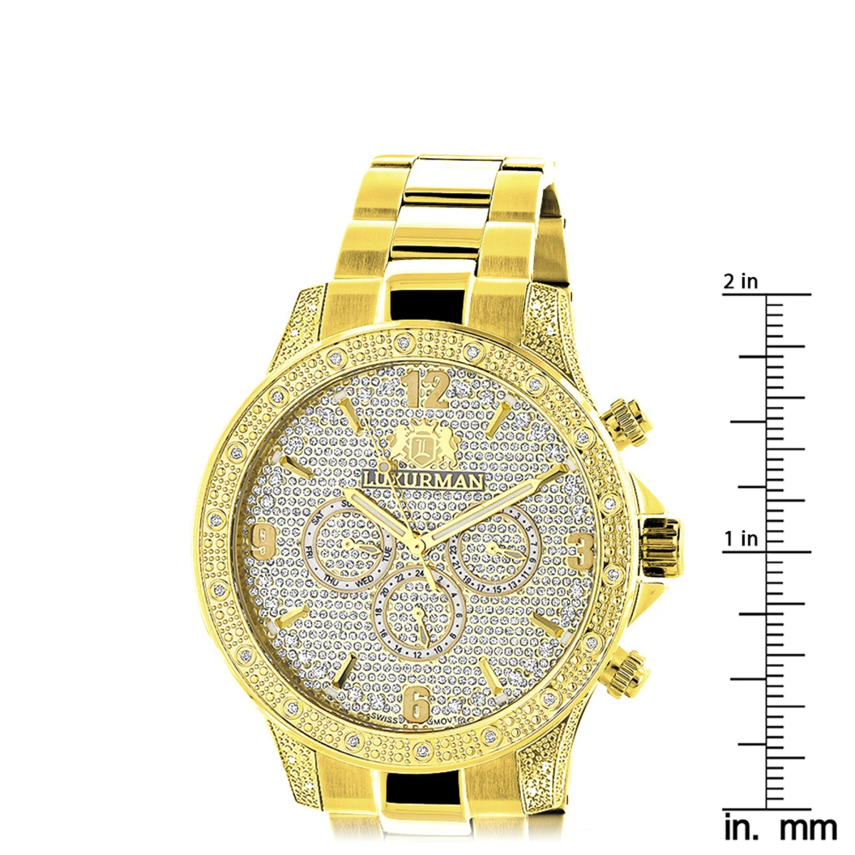 Luxurman Liberty Men's Diamond Watch 0.5ct Yellow Gold Plated - Image 5