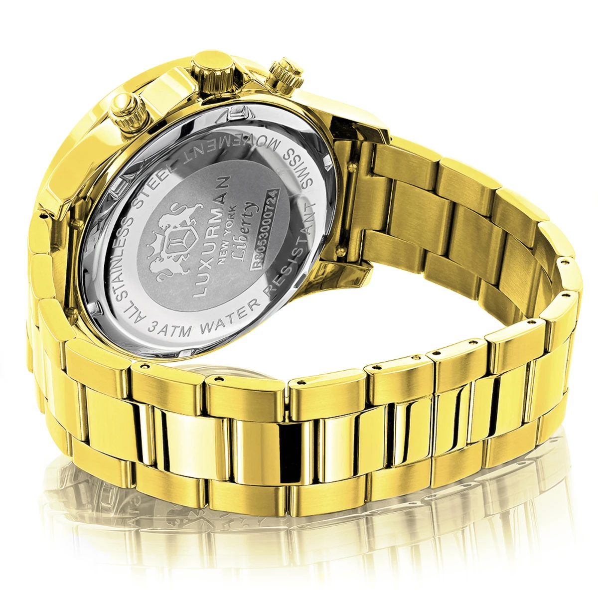 Luxurman Liberty Men's Diamond Watch 2ct 18k Yellow Gold Plated - Image 2