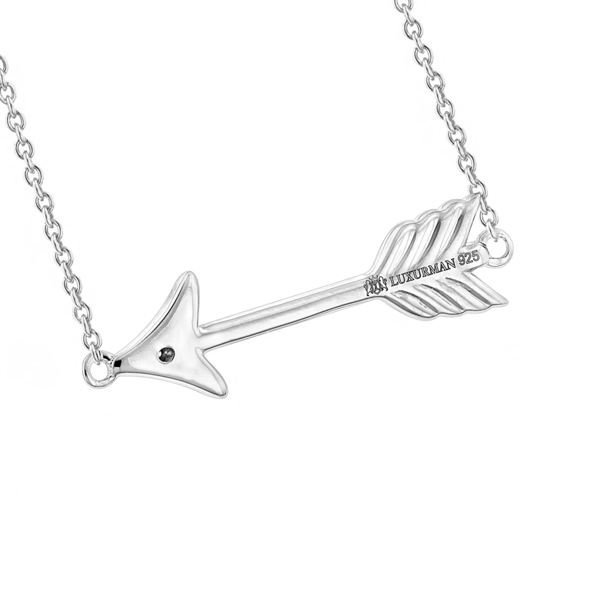 Luxurman Love Quotes Necklaces Sterling Silver Diamond Arrow Pendant - Image 2