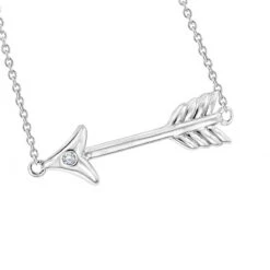 Luxurman Love Quotes Necklaces Sterling Silver Diamond Arrow Pendant