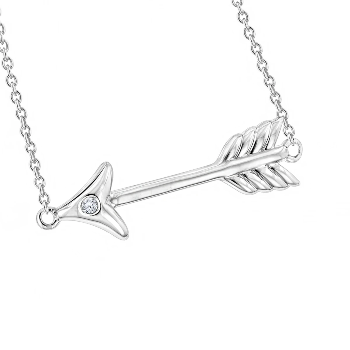 Luxurman Love Quotes Necklaces Sterling Silver Diamond Arrow Pendant