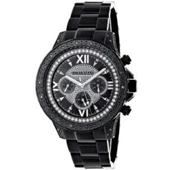 Luxurman Men's Black Diamond Watch 0.5ct