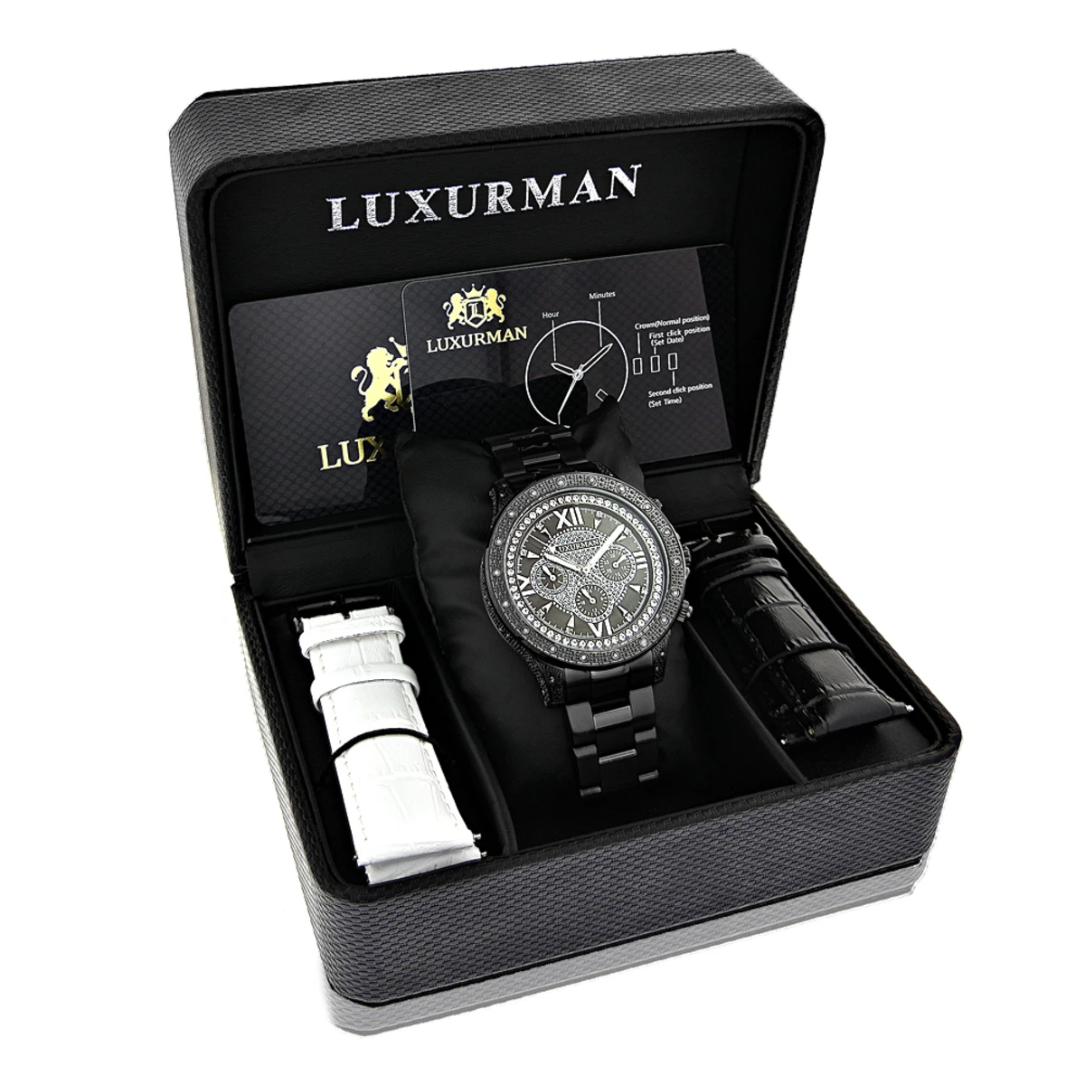 Luxurman Men's Black Diamond Watch 0.5ct - Image 4