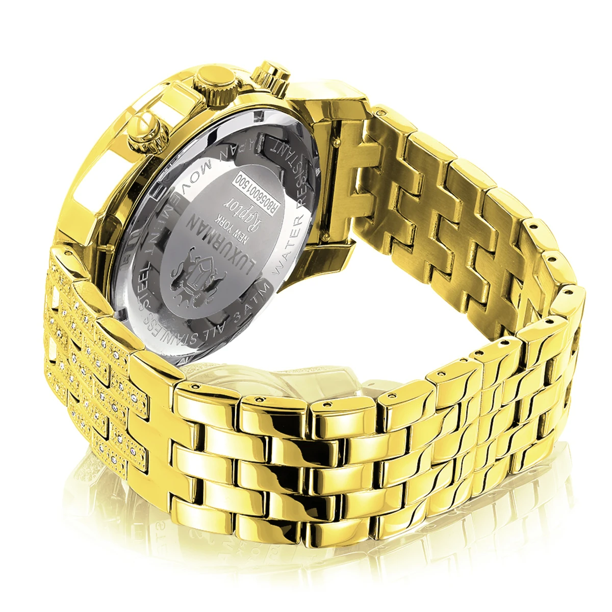 Luxurman Men's Diamond Watch Yellow Gold Tone 1ct - Image 2