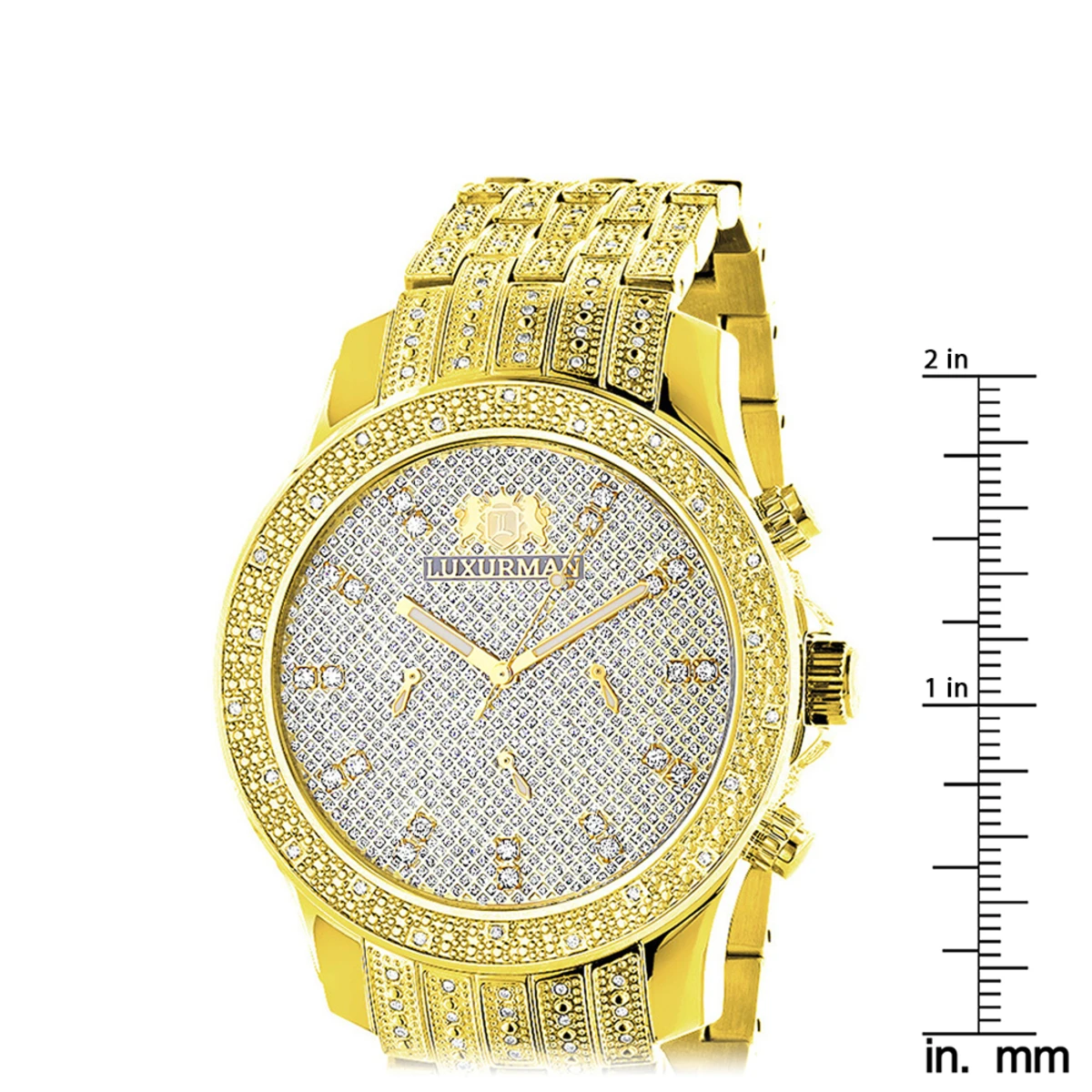 Luxurman Men's Diamond Watch Yellow Gold Tone 1ct - Image 5