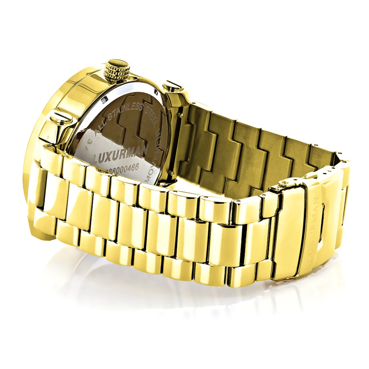 Luxurman Phantom Yellow Gold Plated Men's Diamond Watch Extra Large 0.12ct - Image 2