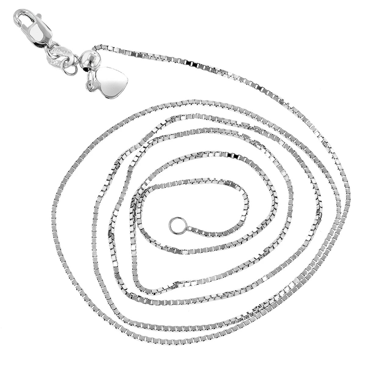 LUXURMAN Solid 10K White Gold Box Chain For Women Adjustable 0.7mm - Image 3