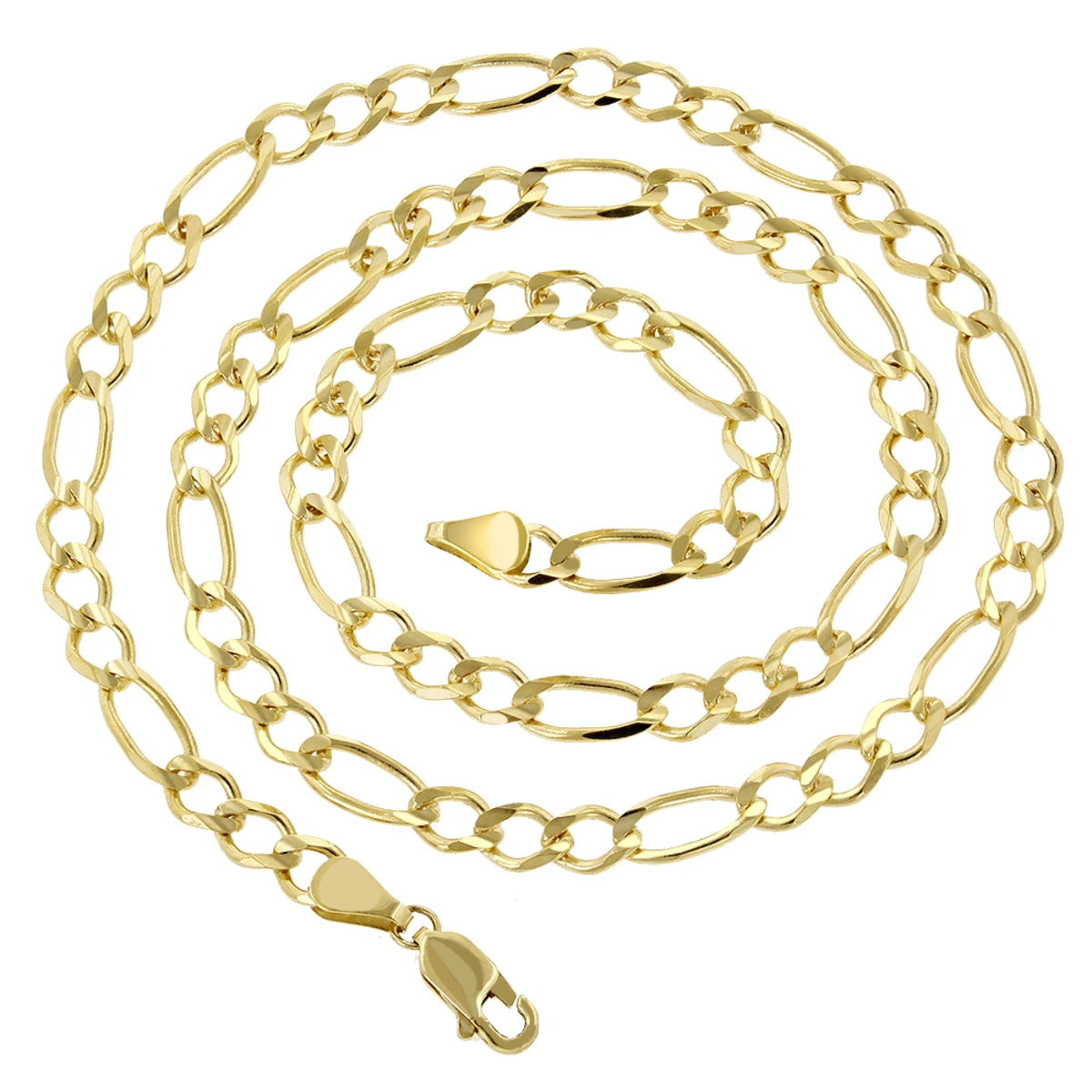 LUXURMAN Solid 10K Yellow Gold Figaro Chain For Men 7mm Wide - Image 2