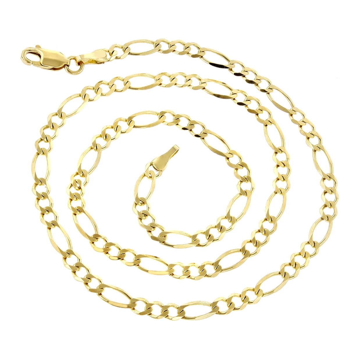 LUXURMAN Solid 10K Yellow Gold Figaro Chain For Men & Women 3mm Wide - Image 2