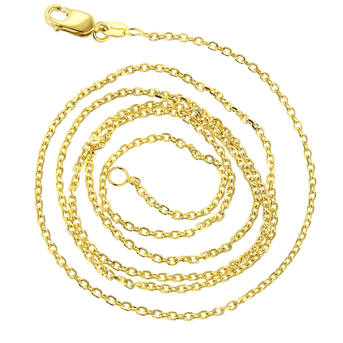 LUXURMAN Solid 14K Yellow Gold 1.1mm Cable Chain For Men & Women Lobster Clasp - Image 5